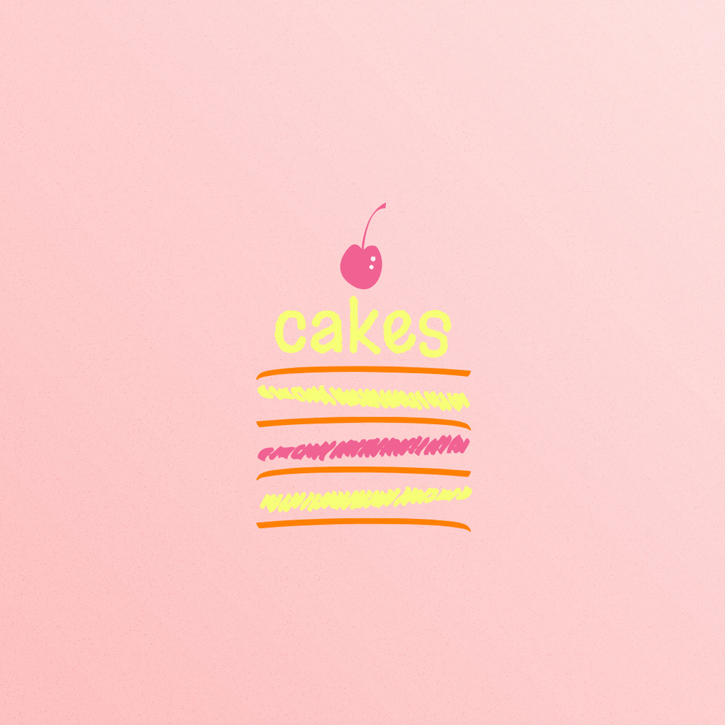Bakery Emblem with Cute Cherry Cake Logo 1080x1080px – шаблон для дизайну