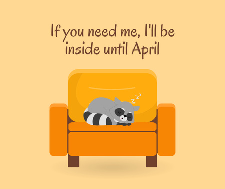 Cute Phrase with Sleeping Raccoon Facebook Design Template