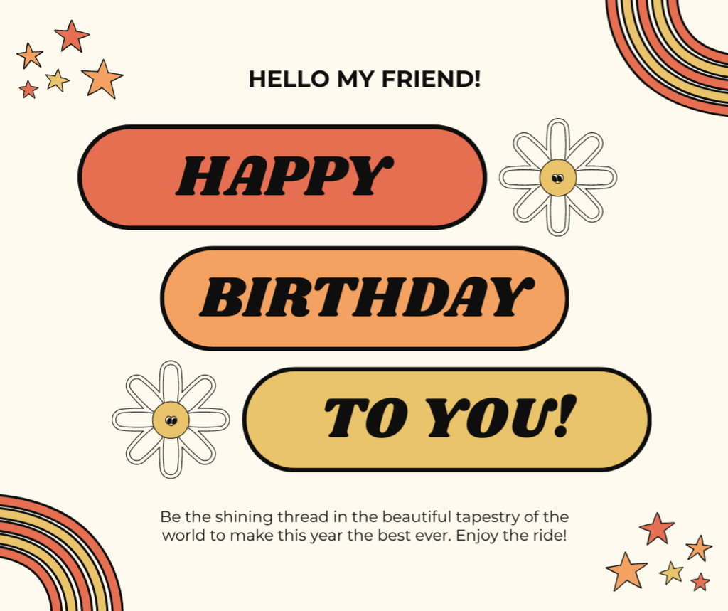 Ontwerpsjabloon van Facebook van Happy Birthday Wishes for Friend
