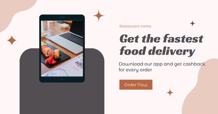Online Food Ordering App Facebook AD Design Template