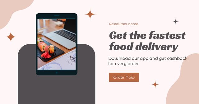 Designvorlage Online Food Ordering App für Facebook AD