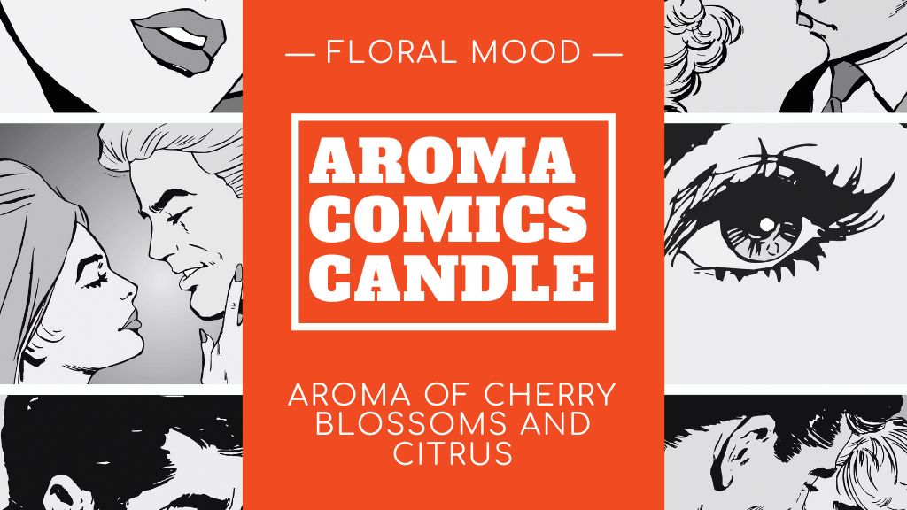 Plantilla de diseño de Aroma Comic Candles Offer Label 3.5x2in 