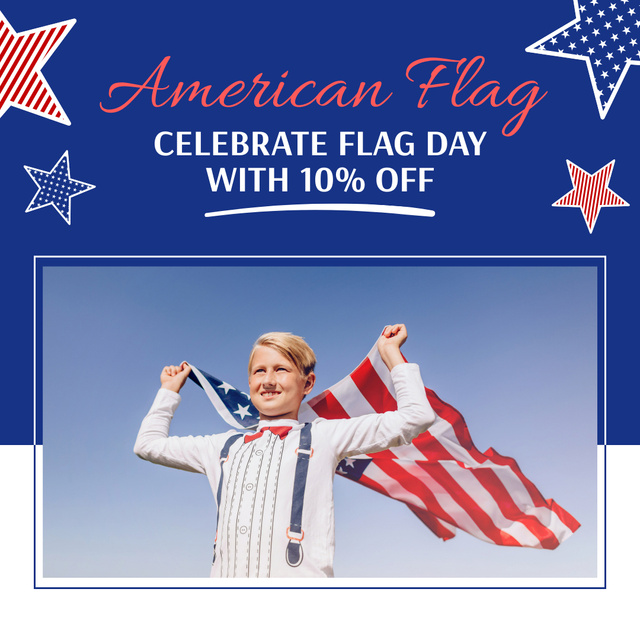 American Flag Day Discount Offer Animated Post Πρότυπο σχεδίασης