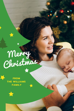 Προσωπικά χριστουγεννιάτικα συγχαρητήρια από την οικογένεια με το διακοσμητικό δέντρο Postcard 4x6in Vertical Πρότυπο σχεδίασης