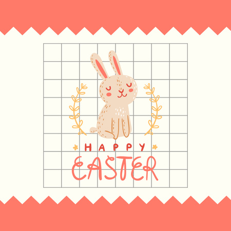 Ontwerpsjabloon van Instagram van Gefeliciteerd met Pasen met Cute Bunny