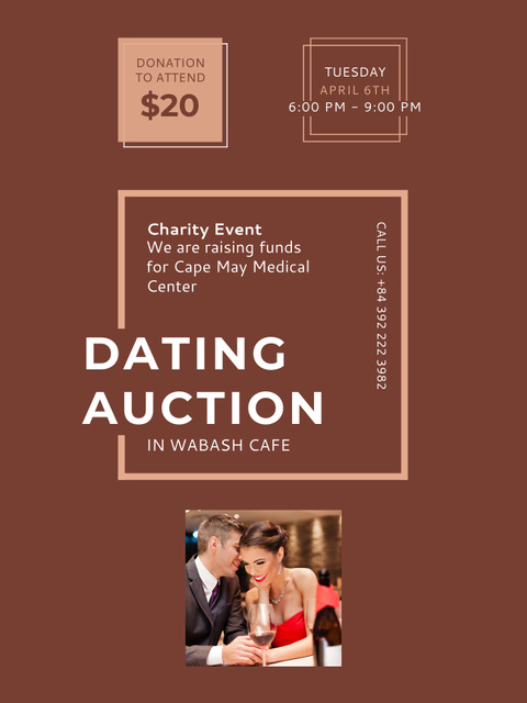 Dating Auction Announcement with Smiling Woman Poster US Šablona návrhu