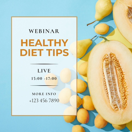 Healthy Diet Tips Ad with Ripe Melon Instagram Design Template
