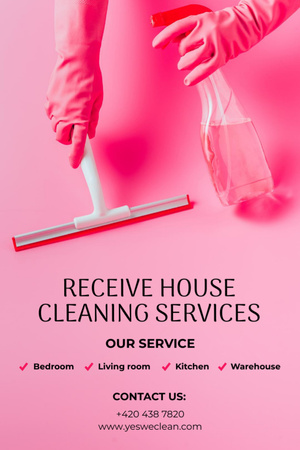 Cleaning Services with Pink Detergent Flyer 4x6in Design Template