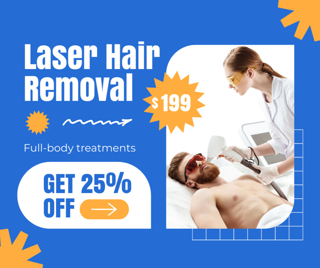 Offer Prices for Laser Hair Removal Facebook Πρότυπο σχεδίασης