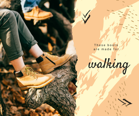Template di design uomo in stivali escursioni all'aria aperta Facebook