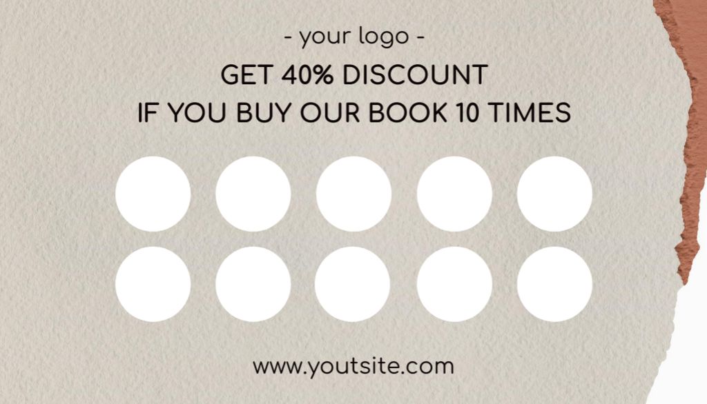 Loyalty Program and Discounts from Book Store Business Card US Design Template