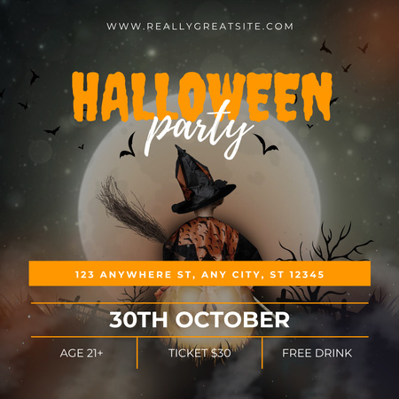 Designvorlage einladung zur halloween-party für Instagram