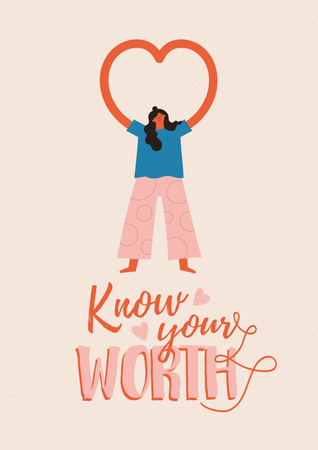 Mental Health Inspiration with Woman showing Heart Poster Modelo de Design