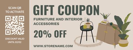 Furniture and Interior Accessories Beige Illustrated Coupon Design Template