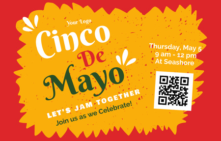 Cinco de Mayo Ad with Two Funny Peppers  Invitation 4.6x7.2in Horizontal Design Template