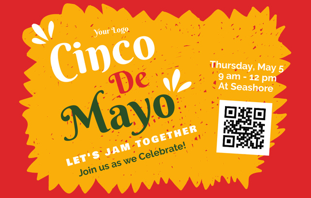 Cinco de Mayo Ad in Red and Yellow Invitation 4.6x7.2in Horizontal Design Template