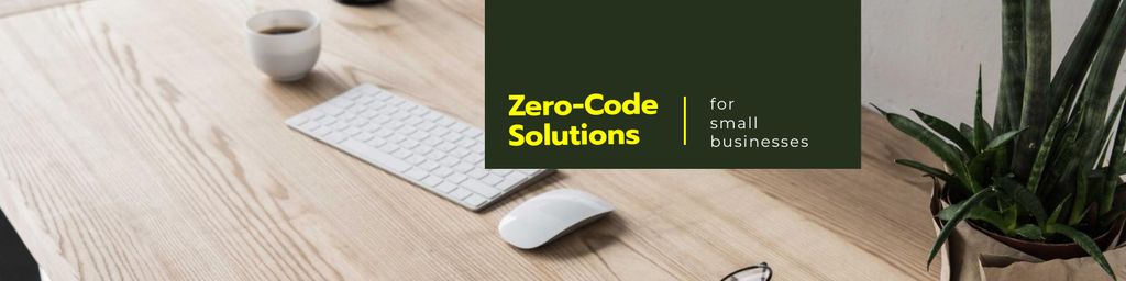 Ontwerpsjabloon van LinkedIn Cover van Zero Code Solutions for Small Business