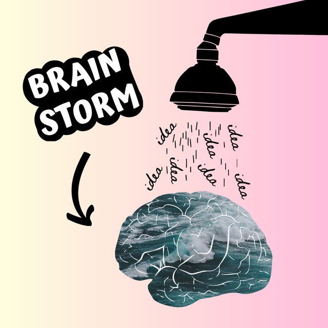 Funny Joke with Brain Illustration Instagram Design Template