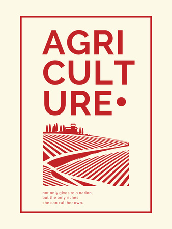 Agriculture company Ad Red Farmland Landscape Poster USデザインテンプレート