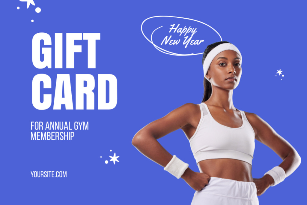 Ontwerpsjabloon van Gift Certificate van New Year Offer of Gym Membership