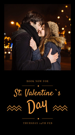 Счастливые влюбленные обнимаются в День святого Валентина Instagram Story – шаблон для дизайна