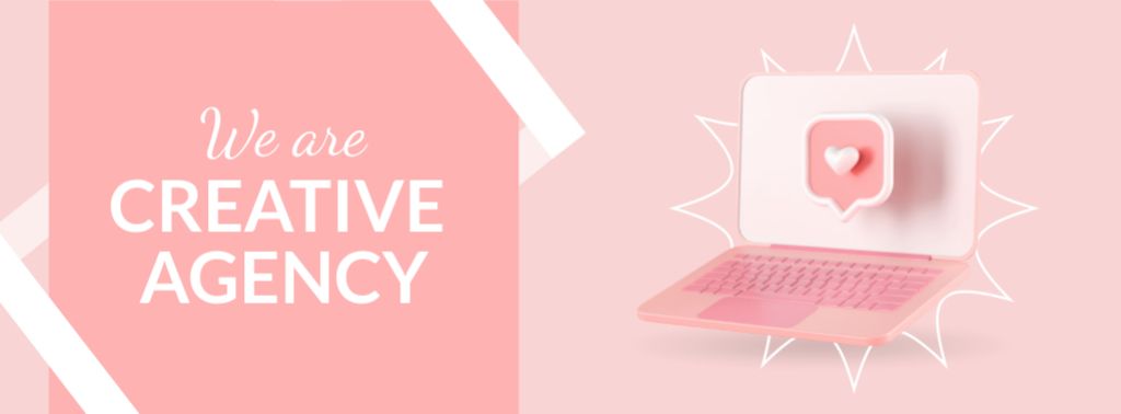 Creative Agency Services Offer with Illustration of Laptop Facebook cover tervezősablon