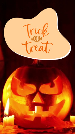 Modèle de visuel Salutations d'Halloween envoûtantes avec citrouille-lanterne et slogan - TikTok Video