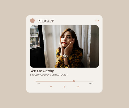 Podcast about Mental Health Ad with Young Girl Facebook Šablona návrhu