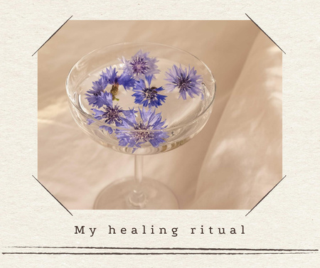 Modèle de visuel astrologie inspiration avec des fleurs en verre d'eau - Facebook