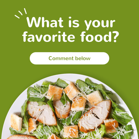 Favourite Dish Survey with Tasty Salad Instagram Design Template