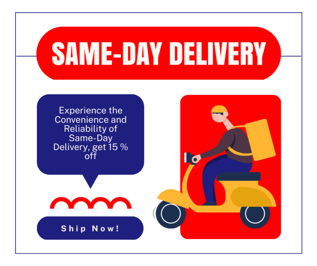 Discount on Same Day Delivery Services Facebook Design Template