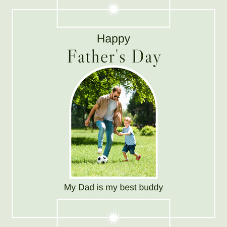Happy Father Playing Football with Son in Park  Instagram Design Template