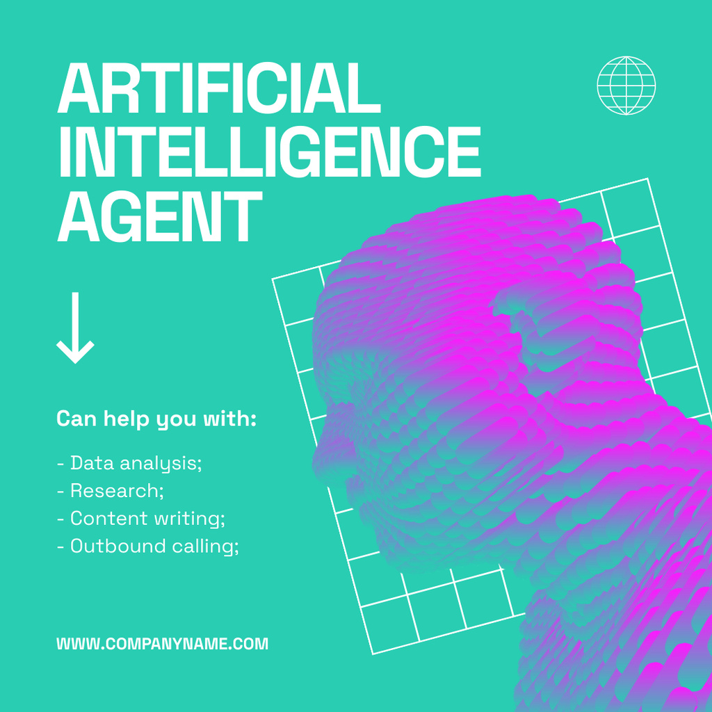 Artificial Intelligence Agent Instagram AD Design Template