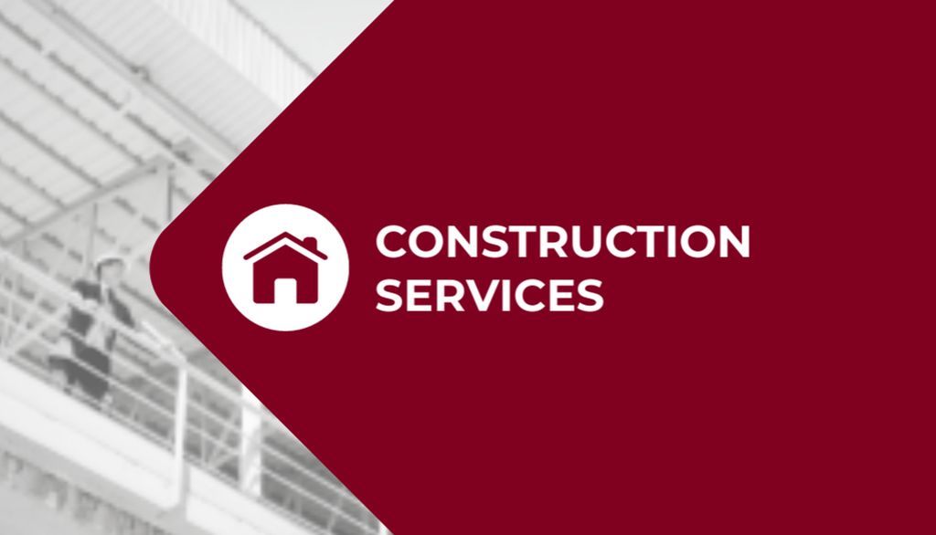Professional Construction Services Offer In Blue Business Card USデザインテンプレート
