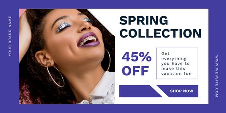 Designvorlage Spring Collection Sale with Beautiful African American Woman für Twitter