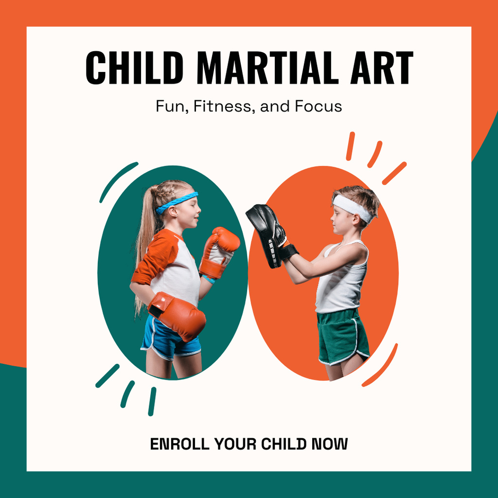 Ontwerpsjabloon van Instagram van Child Martial Arts Courses Promo