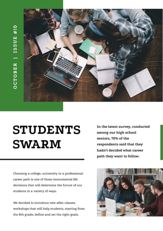 Szablon projektu Grupa studentów pracujących na laptopach Newsletter