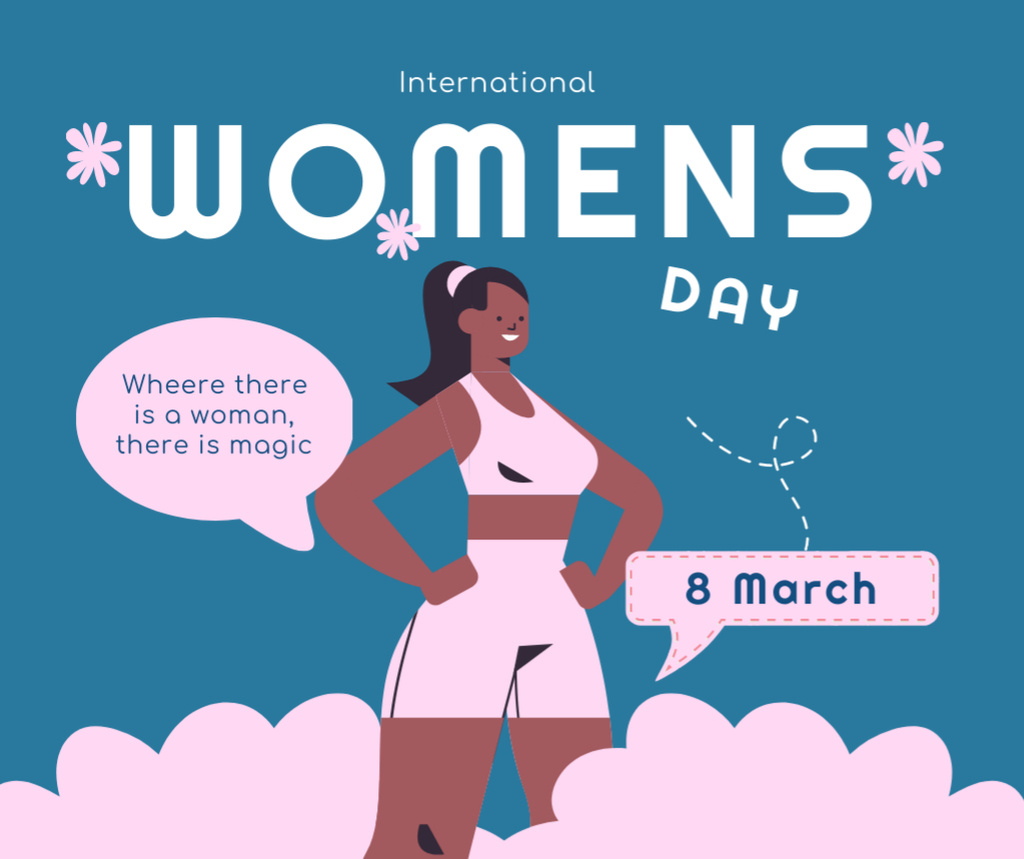 Phrase about Woman on Women's Day Holiday Facebook Design Template