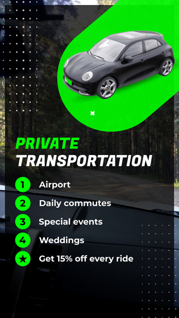 Private Transportation Service Offer With Discount TikTok Video Design Template