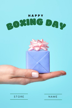 Boxing Day Holiday Greeting with Cute Gift Postcard 4x6in Vertical Design Template