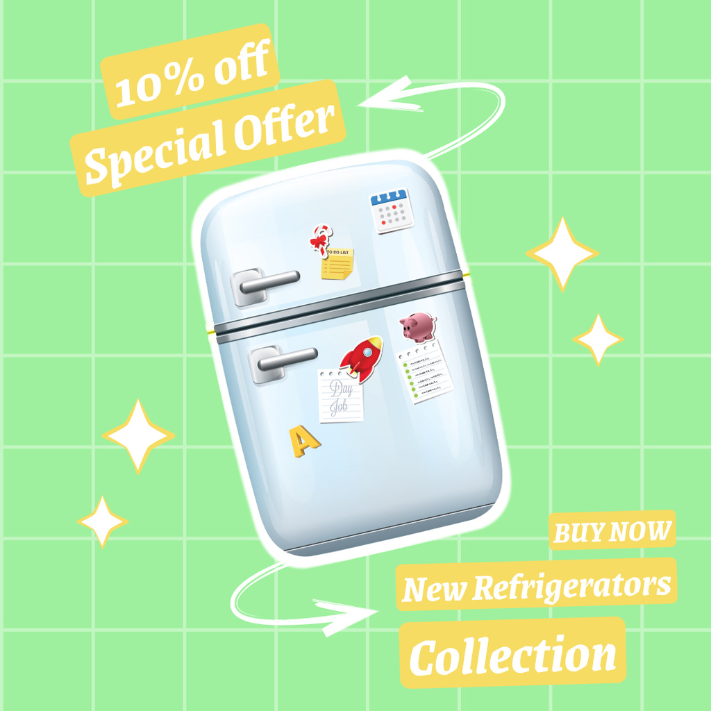 Plantilla de diseño de Special Offer Discounts on New Refrigerator Model Instagram 