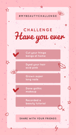Have You Ever checkbox Challenge in pink Instagram Video Story Design Template