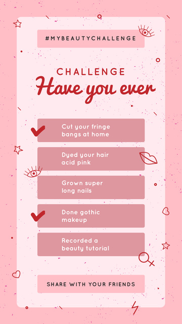 Have You Ever checkbox Challenge in pink Instagram Video Story – шаблон для дизайну
