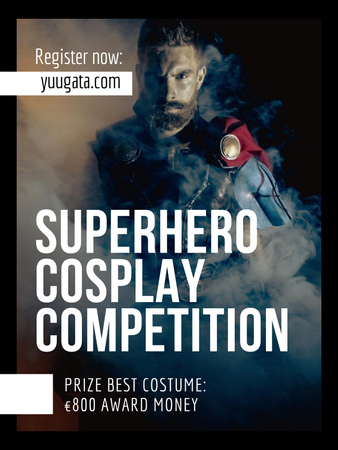 Designvorlage Ankündigung der phänomenalen Superhelden-Cosplay-Challenge für Poster US