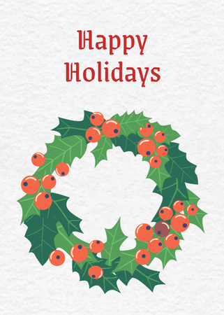 Szablon projektu Christmas Greeting with Festive Wreath Postcard 5x7in Vertical