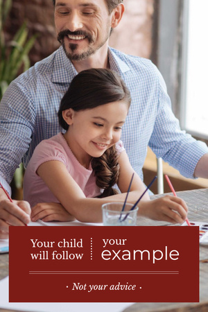 Father painting with daughter Pinterest Design Template