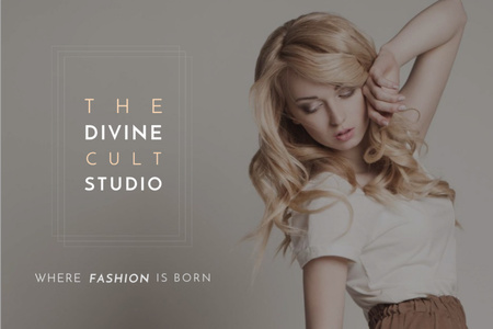 Platilla de diseño Beauty Studio Woman with Blonde Hair Gift Certificate