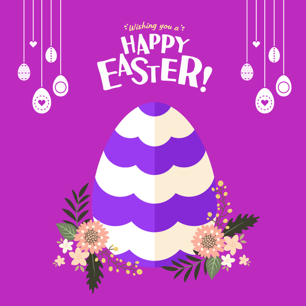 Happy Easter Greeting with Eggs Instagram Design Template