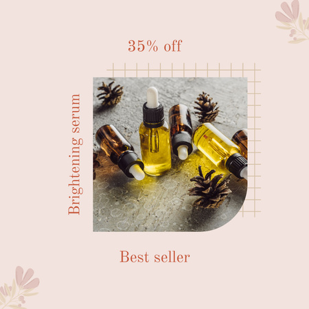 Brightening Serum Offer with Cosmetic Jars Instagram Design Template
