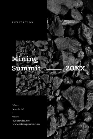 Black coal pieces for Mining summit Invitation 6x9in Design Template